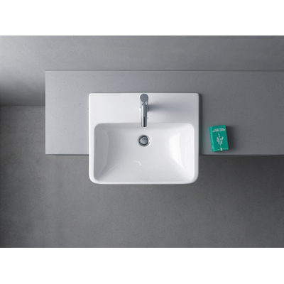 Duravit ME by Starck half inbouwwastafel 55x45.5cm met 1 kraangat met overloop met wondergliss wit