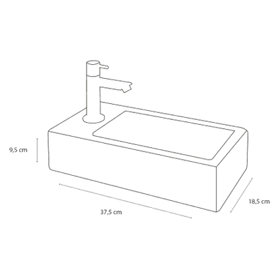 Differnz Helios fonteinset 37.5x9x18.5cm keramiek 1 kraangat links compleet wit