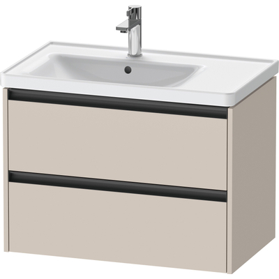 Duravit Ketho 2 wastafelonderbouwkast met 2 laden voor waskom links 78.4x45.5x54.9cm met grepen antraciet taupe mat