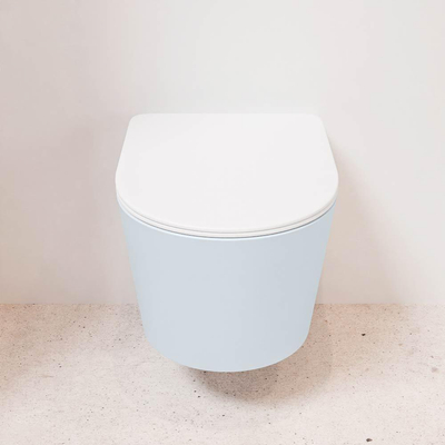 MONDIAZ LAVIE wandclosetpack - 36x53cm - diepspoel - rimless - clay (blauw) - softclose - quick-release - toiletzitting - Talc (offwhite)