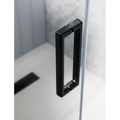 Crosswater MPRO douchecabine schuifdeur met zijwand 140x90cm met soft close mat zwart anti kalk SHOWROOMMODEL
