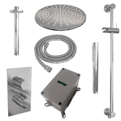 Brauer Chrome Edition Regendoucheset inbouw - hoofddouche 30 cm - 2 functies - glijstang - inclusief inbouwdeel - handdouche Staaf 1 stand - chroom