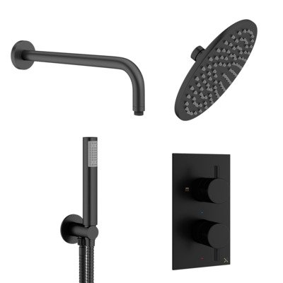 Crosswater MPRO Regendoucheset Inbouw - 20cm hoofddouche - wandarm - staafhanddouche - mat zwart