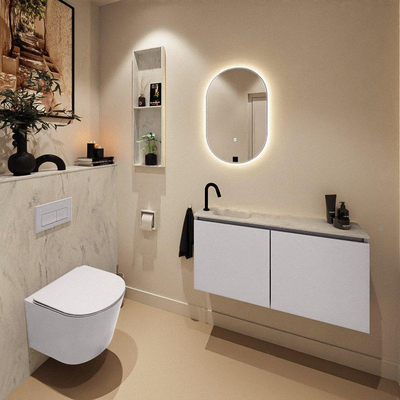 MONDIAZ TURE-DLUX 100cm toiletmeubel Cale. EDEN wastafel Opalo positie links. Met 1 kraangat.