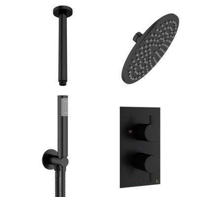 Crosswater MPRO Regendoucheset Inbouw - 20cm hoofddouche - plafondarm - staafhanddouche - mat zwart