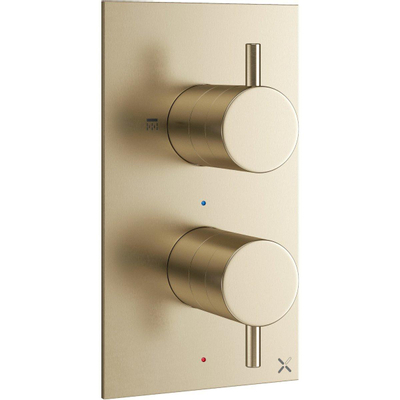 Crosswater MPRO regendouche 20cm inclusief inbouw thermostatische douchekraan, plafondarm en handdouche in geborsteld messing (goud)