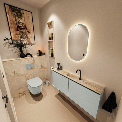 MONDIAZ TURE-DLUX 120cm toiletmeubel Greey. EDEN wastafel Frappe positie midden. Met 1 kraangat.