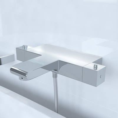 Brauer Square CS bad en douche thermostaatkraan plus Square CS handdoucheset chroom OUTLET