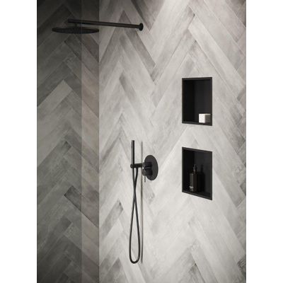 Looox BoX nis - 30X30X7cm - inbouw - met flens - zwart mat TWEEDEKANS