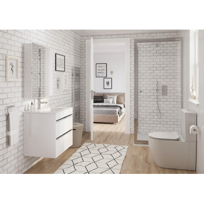 Crosswater KAI X Compact duobloktoilet met afvoerbocht 37x62x39.5cm inclusief reservoir en toiletzitting keramiek wit