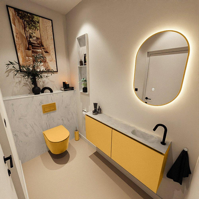 MONDIAZ TURE-DLUX 120cm toiletmeubel Ocher. EDEN wastafel Opalo positie rechts. Met 1 kraangat.
