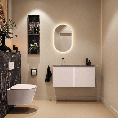 MONDIAZ TURE-DLUX 100cm toiletmeubel Rosee. EDEN wastafel Lava positie links. Zonder kraangat.