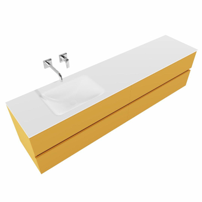 MONDIAZ VICA Badkamermeubelset - 200cm - 4 lades - wasbak Cloud links - 0 kraangaten - solid surface ocher