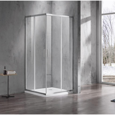 Saniclass Casus Douchecabine - 80x80x200cm - hoekinstap - helder glas - profiel - chroom