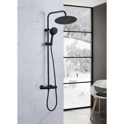 Adema Sparkle 2.0 regendoucheset met thermostaat hoofddouche 30cm handdouche 3 standen zwart 110cm OUTLET