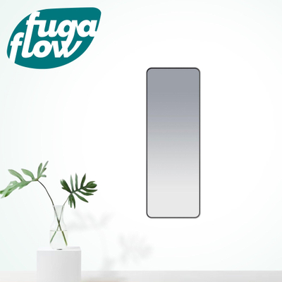 FugaFlow Eccelente Arredo Rectangle spiegel badkamerspiegel - 140x50cm - rechthoek - afgerond - frame - mat zwart