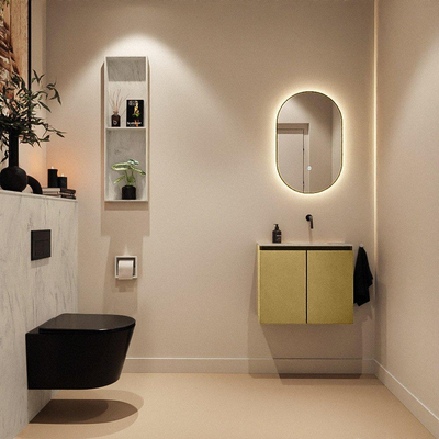 MONDIAZ TURE-DLUX 60cm toiletmeubel Oro. EDEN wastafel Opalo positie rechts. Zonder kraangat.