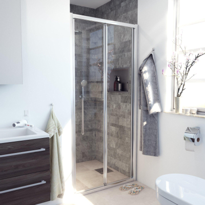 Saniclass ID05 Vouwdeur - 90x190cm - 6mm veiligheidsglas - alu profiel - anti kalk - chroom