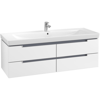 Villeroy & Boch Subway 2.0 wastafelonderbouw 128,7x44,9x41,6cm met 4 lade voor meubelwastafel 7176 130cm matwit