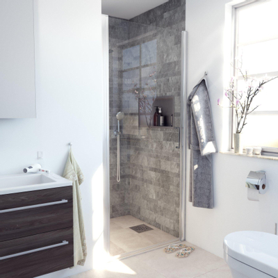 Saniclass Neptune 6211 Douchedeur - 70x200cm - profiel veiligheidsglas - anti kalk - chroom