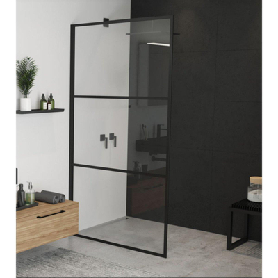 Riho Grid douchewand 120x200cm zwart profiel en helder glas
