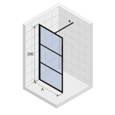 Riho Grid douchewand 100x200cm zwart profiel en helder glas