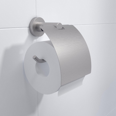 Ozean Eternal Toiletrolhouder - met klep - rond - RVS SHOWROOMMODEL