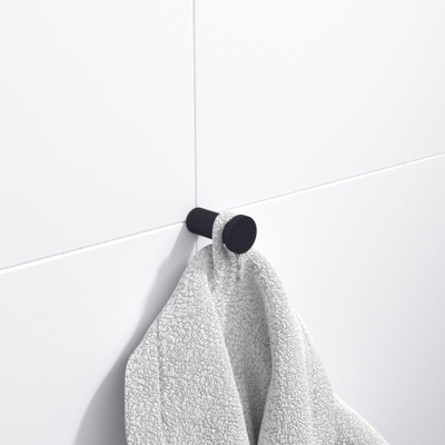 Ozean Eternal Handdoekhaak - enkel - rond - mat zwart SHOWROOMMODEL