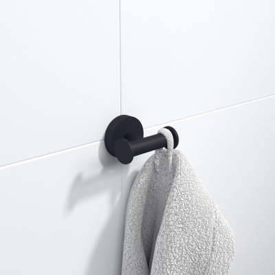 Ozean Eternal Handdoekhaak - dubbel - rond - mat zwart SHOWROOMMODEL