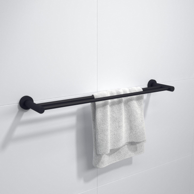 Ozean Eternal Handdoekhouder - dubbel - rond - mat zwart SHOWROOMMODEL