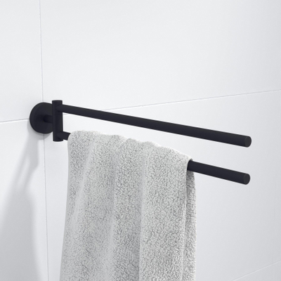 Ozean Eternal Handdoekhouder - draaibaar - rond - mat zwart OUTLETSTORE