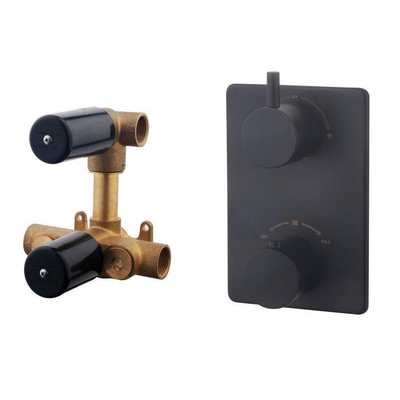 Wiesbaden Caral inbouw doucheset rond met 20cm hoofddouche plafondarm 3 standen handdouche mat zwart