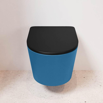 MONDIAZ LAVIE wandclosetpack - 36x53cm - diepspoel - rimless - Jeans (blauw) - softclose - quick-release - toiletzitting - Urban (zwart)