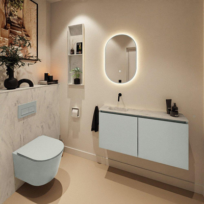 MONDIAZ TURE-DLUX 100cm toiletmeubel Greey. EDEN wastafel Opalo positie links. Zonder kraangat.