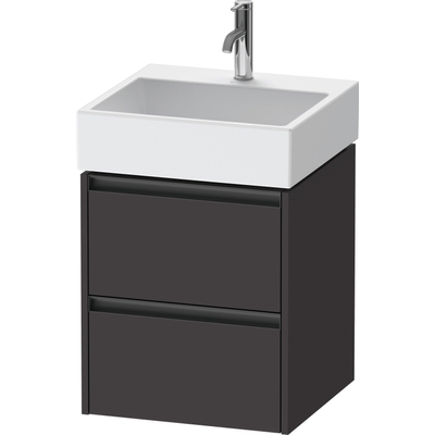 Duravit Ketho 2 wastafelonderbouwkast met 2 laden 48.4x46x54.9cm met grepen antraciet grafiet supermat