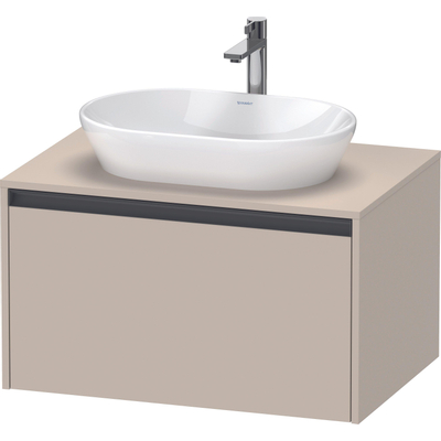 Duravit Ketho 2 wastafelonderbouwkast incl. consoleplaat met 1 lade 80x55x45.9cm met handgreep antraciet taupe supermat