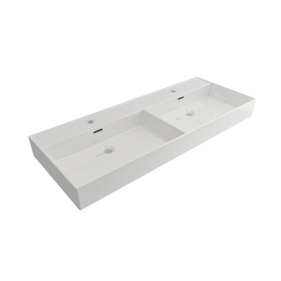 Plieger Kansas wastafel dubbel 2 kraangaten met overloop 120x46.6cm wit