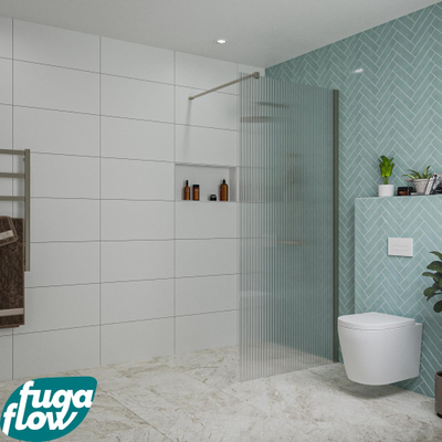 FugaFlow Eccelente Vetro inloopdouche badkamer - 90x200cm - ribbelglas - wandarm - gunmetal -
