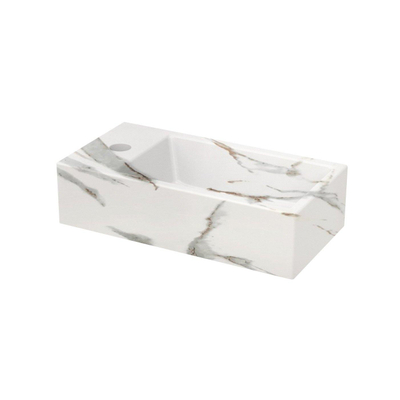 Riho Livit Tiny Fontein - 1 kraangat links - 41x20.5x10.5cm - wit marmer