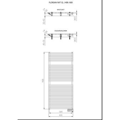 Plieger Florian Nxt-EL III/Fischio elektrische designradiator enkel horizontaal 1406x600mm 900W wit (RAL9016)