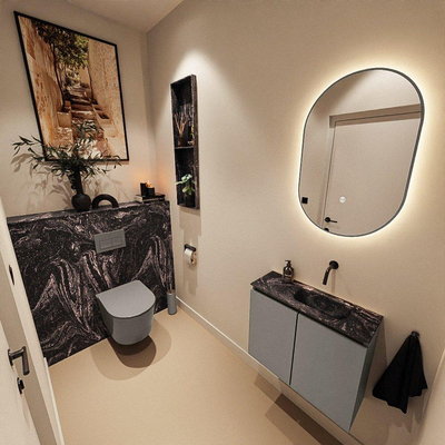 MONDIAZ TURE-DLUX 60cm toiletmeubel Smoke. EDEN wastafel Lava positie rechts. Zonder kraangat.