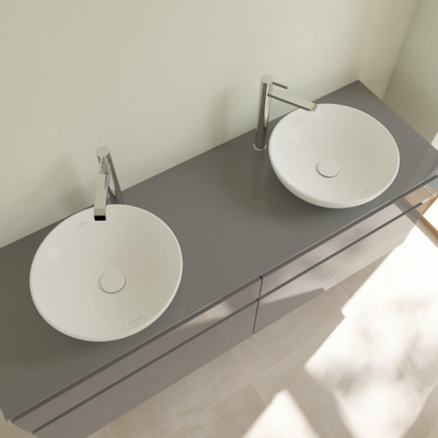 Villeroy & Boch Loop & friends opzetwastafel 42cm rond met overloop CeramicPlus stone white