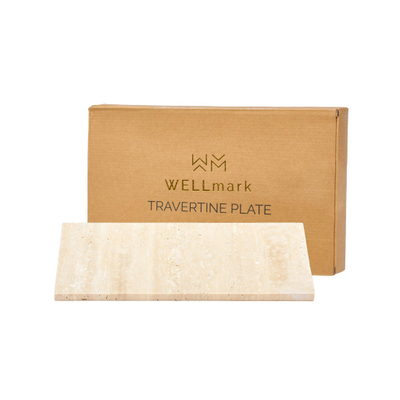 Wellmark Travertine plate/dienblad 30x13cm Beige