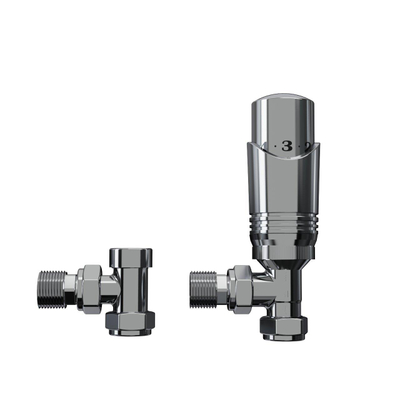 Rosani Classic universele radiator aansluitset haaks - chroom