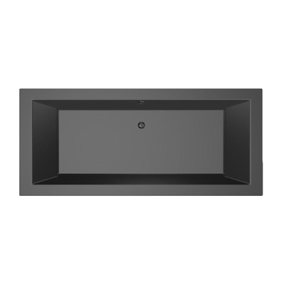 Xenz Society ligbad - 180x80cm - met overloop - zonder afvoer - Acryl Ebony mat