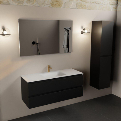 Mondiaz Aivy badmeubelset - 120x45x50cm - 1 kraangat - 1 wasbak talc Solid surface - Midden - 2 lades - Zonder spiegel - MDF Urban