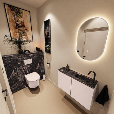 MONDIAZ TURE-DLUX 80cm toiletmeubel Rosee. EDEN wastafel Lava positie rechts. Met 1 kraangat.