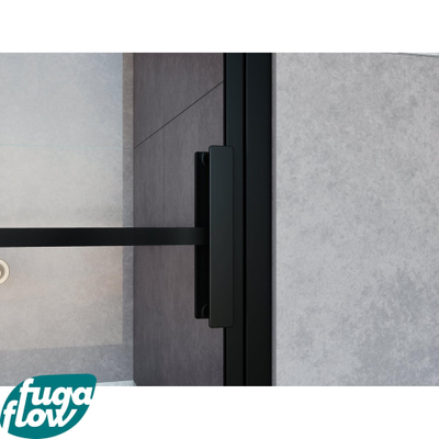 FugaFlow Efficiente Vetro douchecabine 80x80cm veiligheidsglas frame lines aan buitenzijde met anti kalk zwart mat -