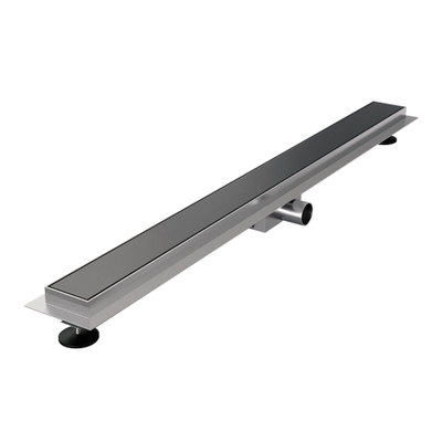 Brauer Douchegoot - 100x7.5cm - vloerflens - tegelinlegrooster omkeerbaar - RVS - geborsteld gunmetal