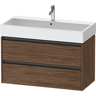 Duravit Ketho 2 wastafelonderbouwkast met 2 laden 98.4x46x54.9cm met grepen antraciet donker noten mat